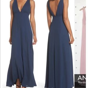 The Kiara Empire Plunge Neck Gown